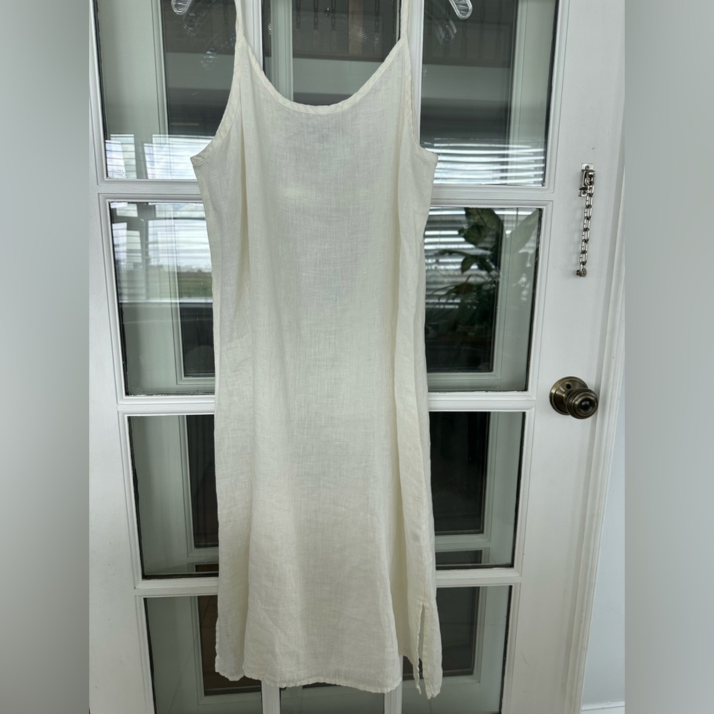 Flax Linen Tank Dress in Off-White